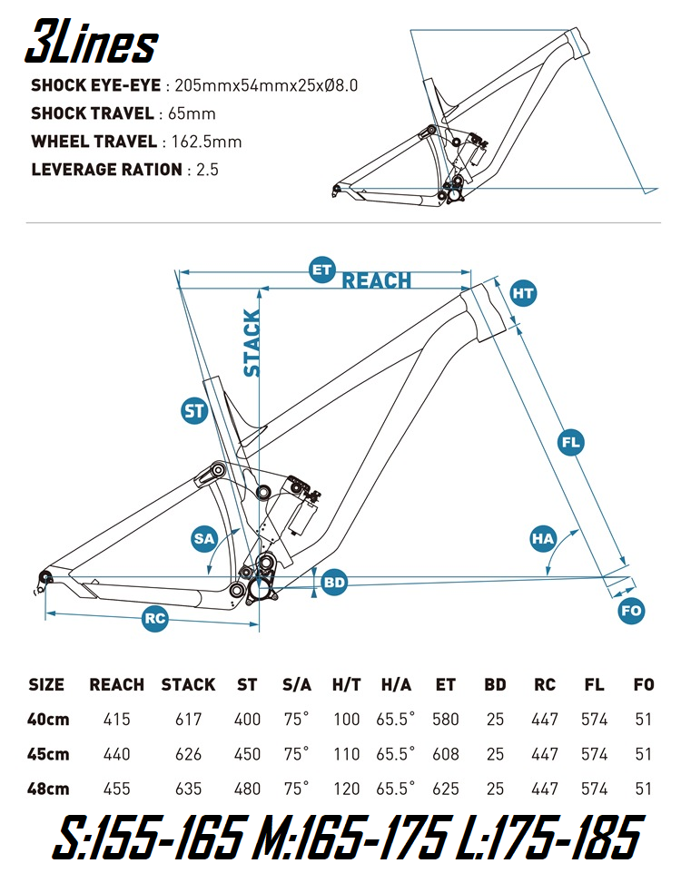 3Lines Kinesis 162.5mm 29" Frame
