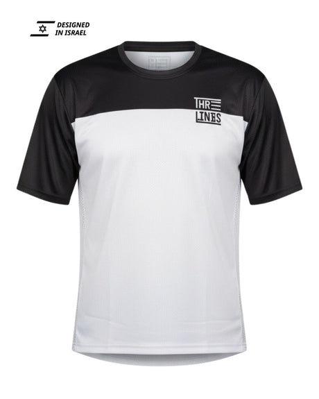 חולצת רכיבה קצרה MTB HandDraw אפורה - Three Lines