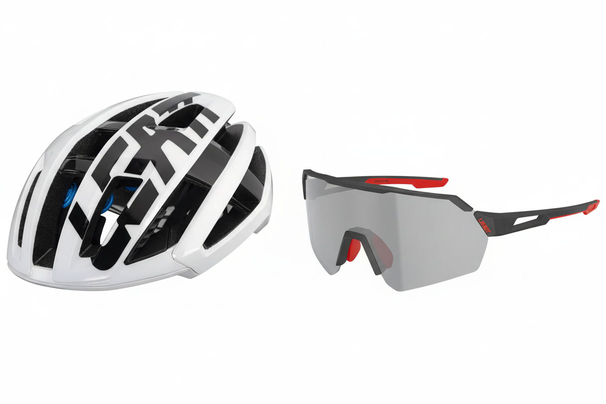 סט קסדת גראבל Endurance 4.0 לבנה ומשקפי שמש SpeedViz Lite - Leatt