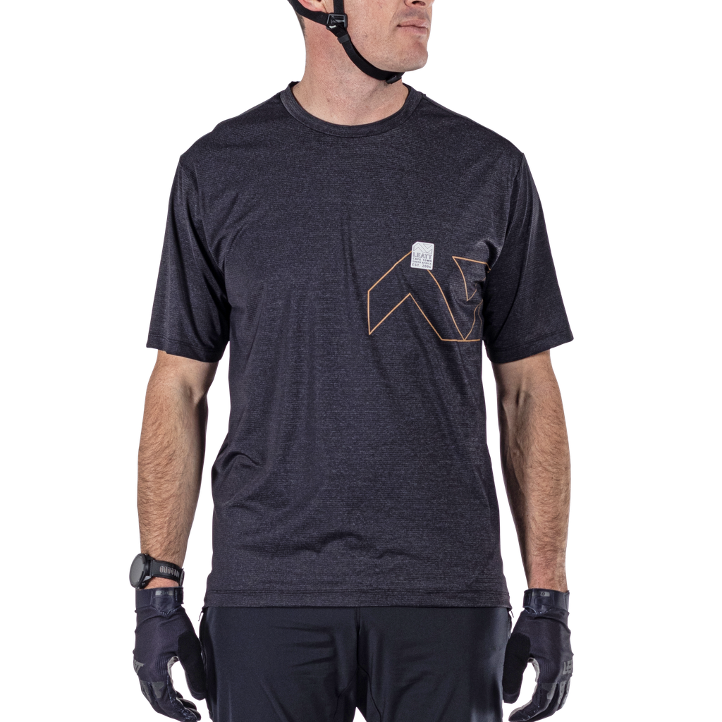 חולצת רכיבה קצרה גברים MTB Trail 1.0 X-Flow Black V25